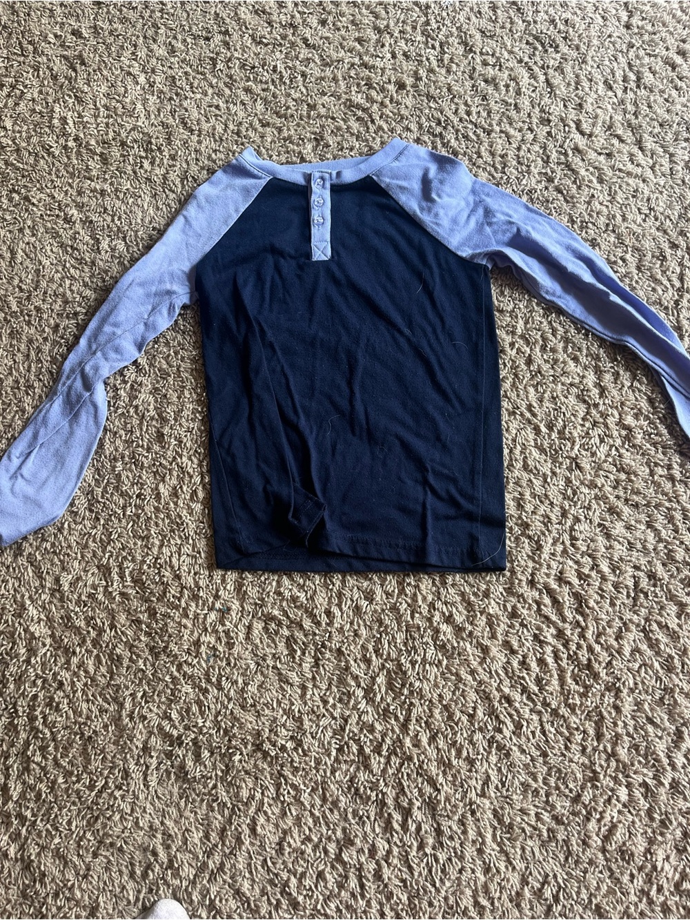 Cat & Jack Navy and Light Blue Raglan Henley Long-Sleeve Tee